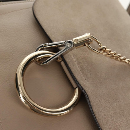 Chloe Faye Backpack Leather and Suede, BEIGE, LEATHER, Backpack