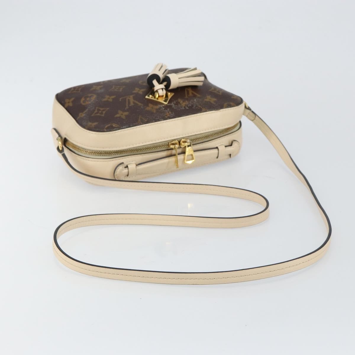 Louis Vuitton Saintonge Handbag Monogram Canvas with Leather, BROWN, CANVAS, Handbag
