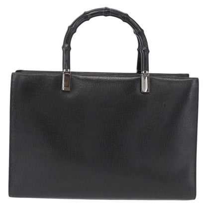 Gucci Vintage Bamboo Handle Bag Leather, BLACK, LEATHER, Handbag