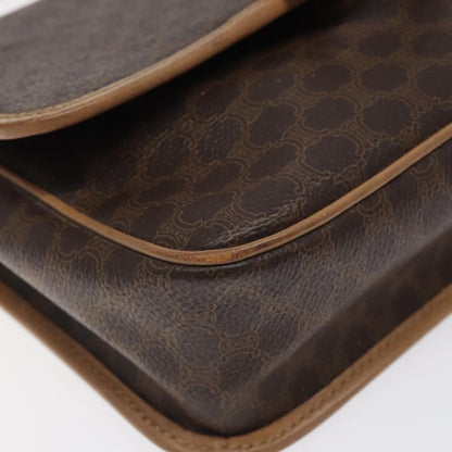 Celine Vintage Macadam Circle Logo Shoulder Bag Canvas and Leather, Brown, Canvas, Shoulder Bag