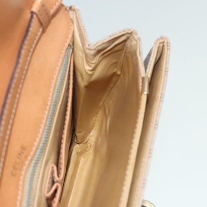 Celine Vintage Macadam Shoulder Bag Canvas and Leather, BEIGE, CANVAS, Shoulder bag