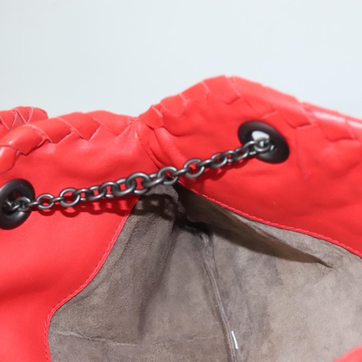 Bottega Veneta Intrecciato Leather, RED, LEATHER, Shoulder bag