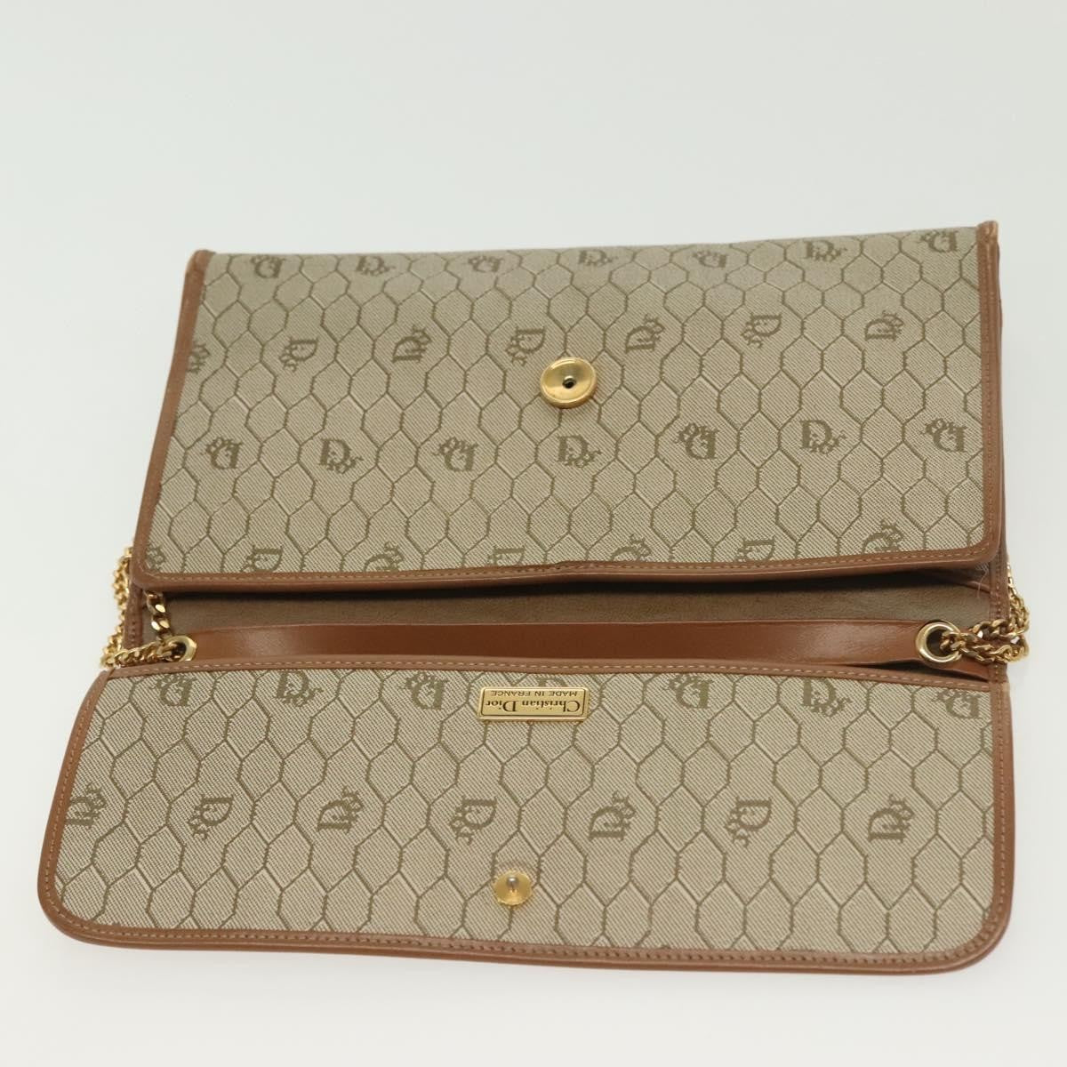 Christian Dior Vintage Honeycomb chain Canvas, BEIGE, CANVAS, Handbag