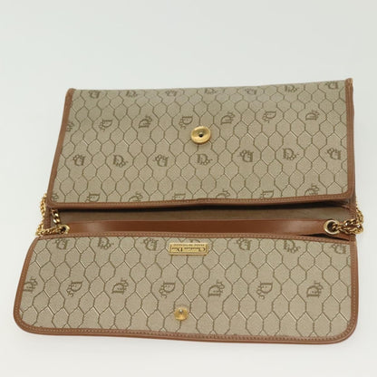 Christian Dior Vintage Honeycomb chain Canvas, BEIGE, CANVAS, Handbag