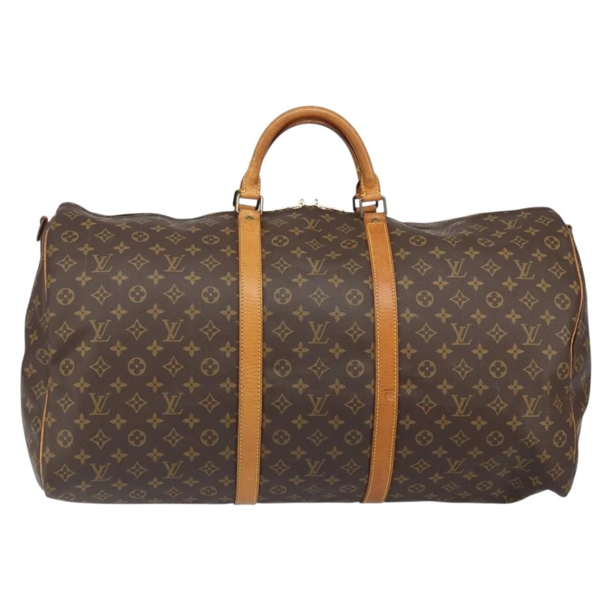 Louis Vuitton Keepall Bandouliere Bag Monogram Canvas, BROWN, CANVAS, Travel bag