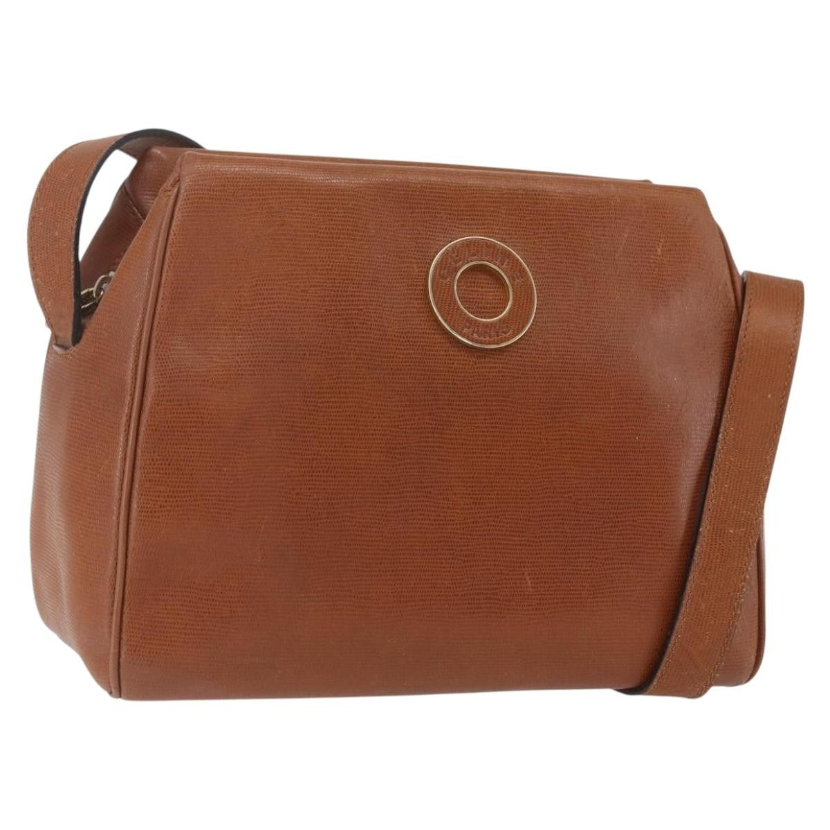 Celine Circle Logo Shoulder Bag Leather, BROWN, LEATHER, Shoulder bag