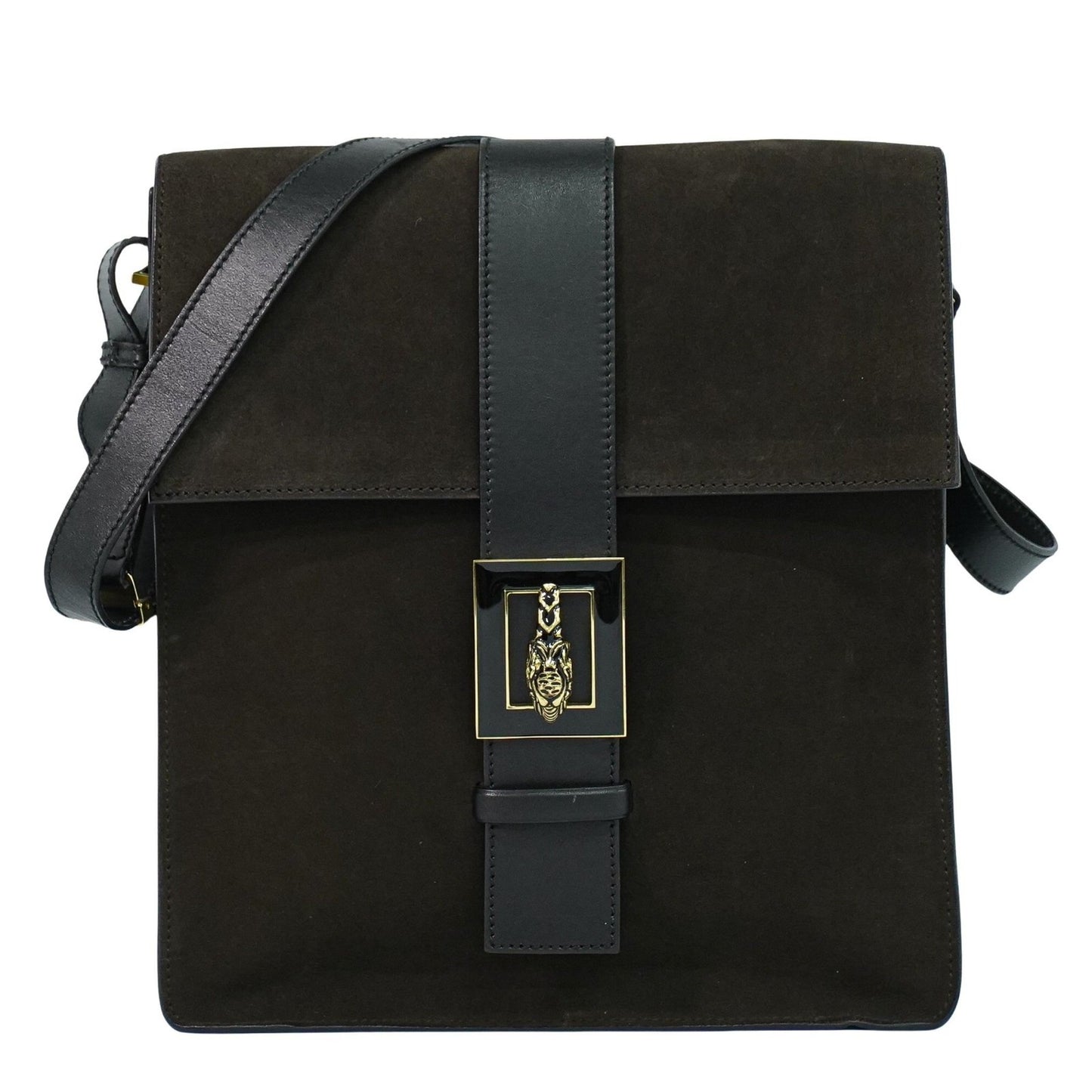 Gucci Tiger Head Shoulder bag Suede, BROWN, SUEDE, Shoulder bag