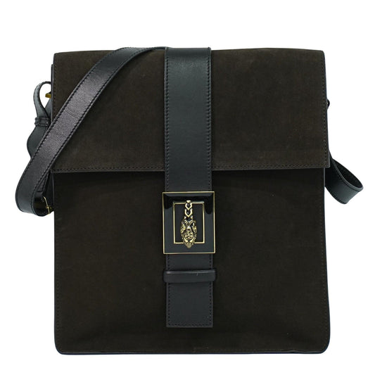 Gucci Tiger Head Shoulder bag Suede, BROWN, SUEDE, Shoulder bag