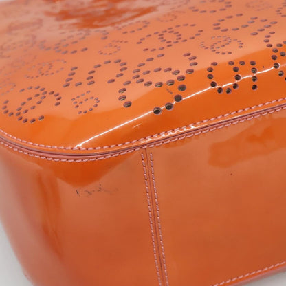 Chanel CC No.5 Shopping Tote Perforated Patent, Orange, Patent Leather, Tote Bag