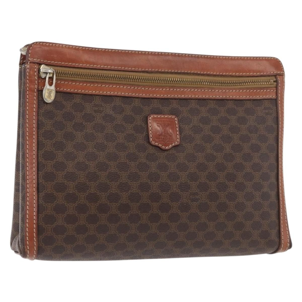 Celine Macadam Pochette Canvas, Black, Canvas, Clutch