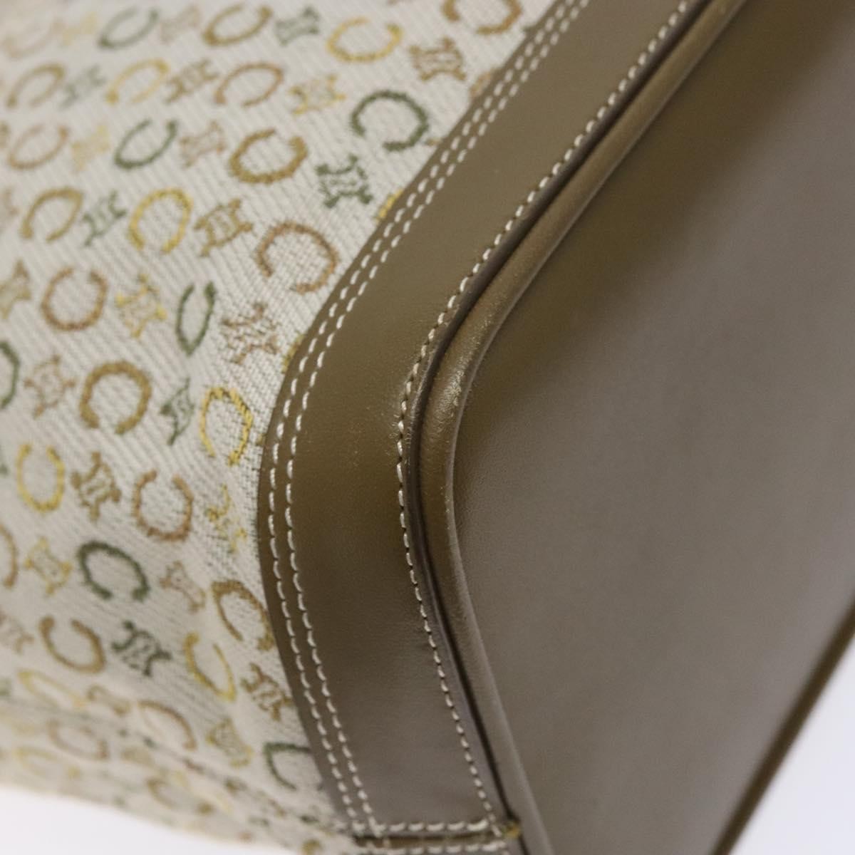 Celine Vintage Macadam Shoulder Bag Canvas, KHAKI, CANVAS, Shoulder bag