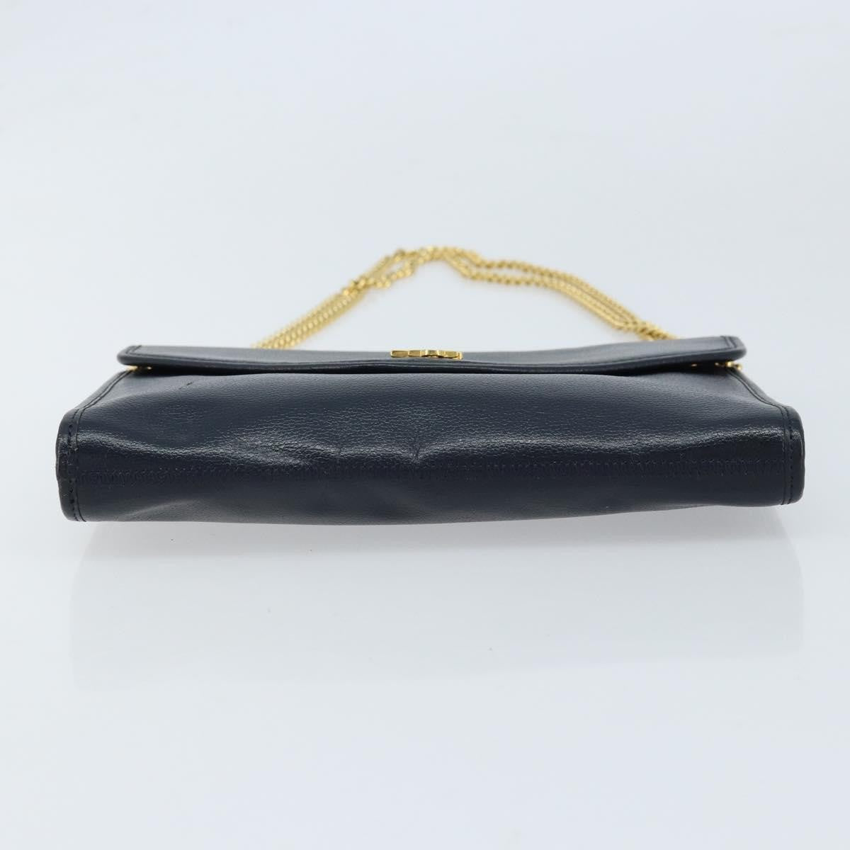 Christian Dior Vintage Chain Envelope Flap Bag Honeycomb Coated Canvas, NAVY, LEATHER, Shoulder bag