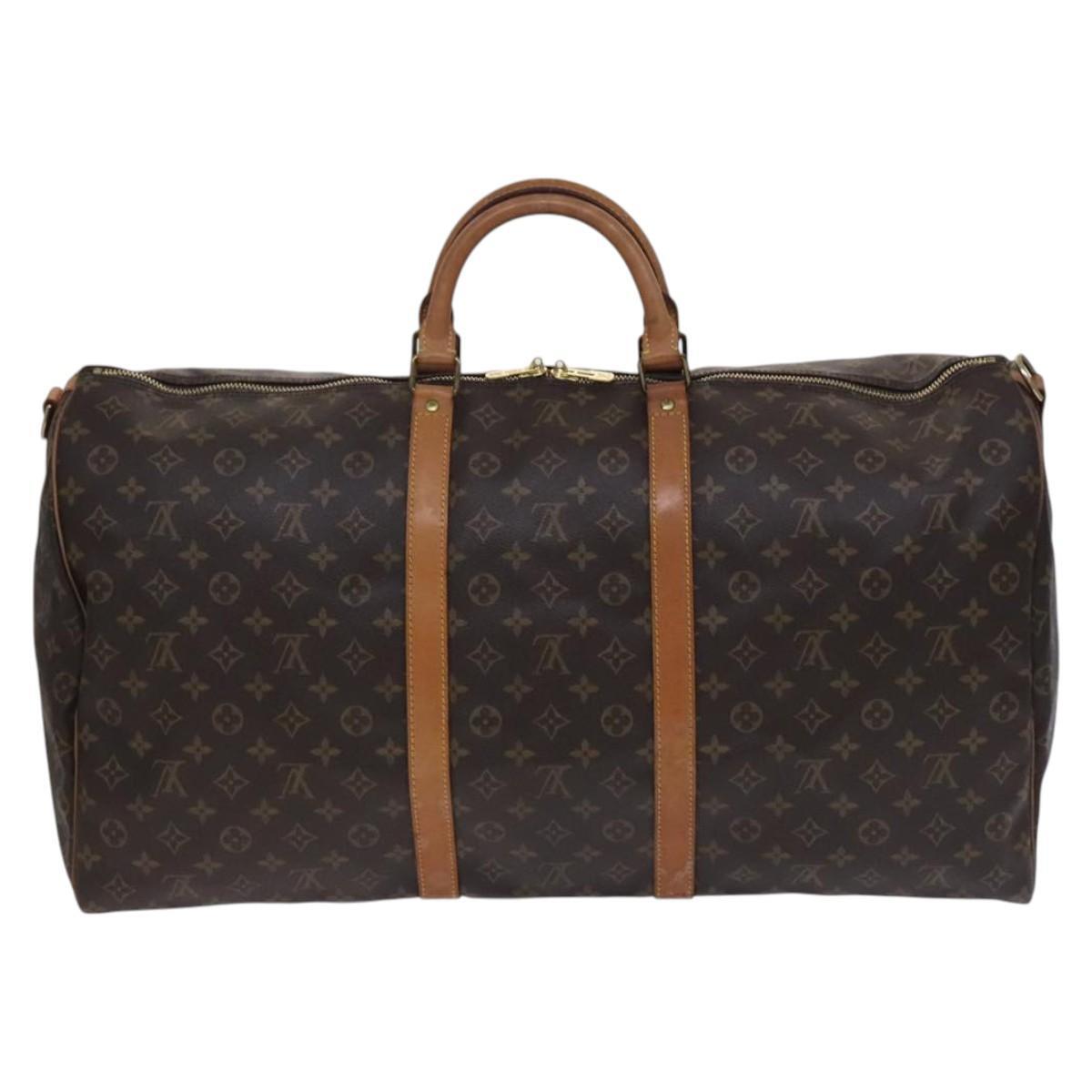 Louis Vuitton Keepall Bandouliere Bag Monogram Canvas, BROWN, CANVAS, Travel bag