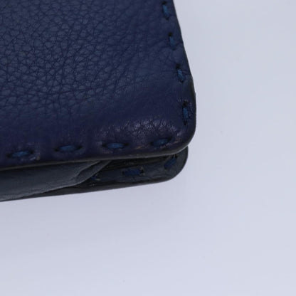 Fendi Selleria Zip Clutch Leather, BLUE, LEATHER, Clutche & pouche