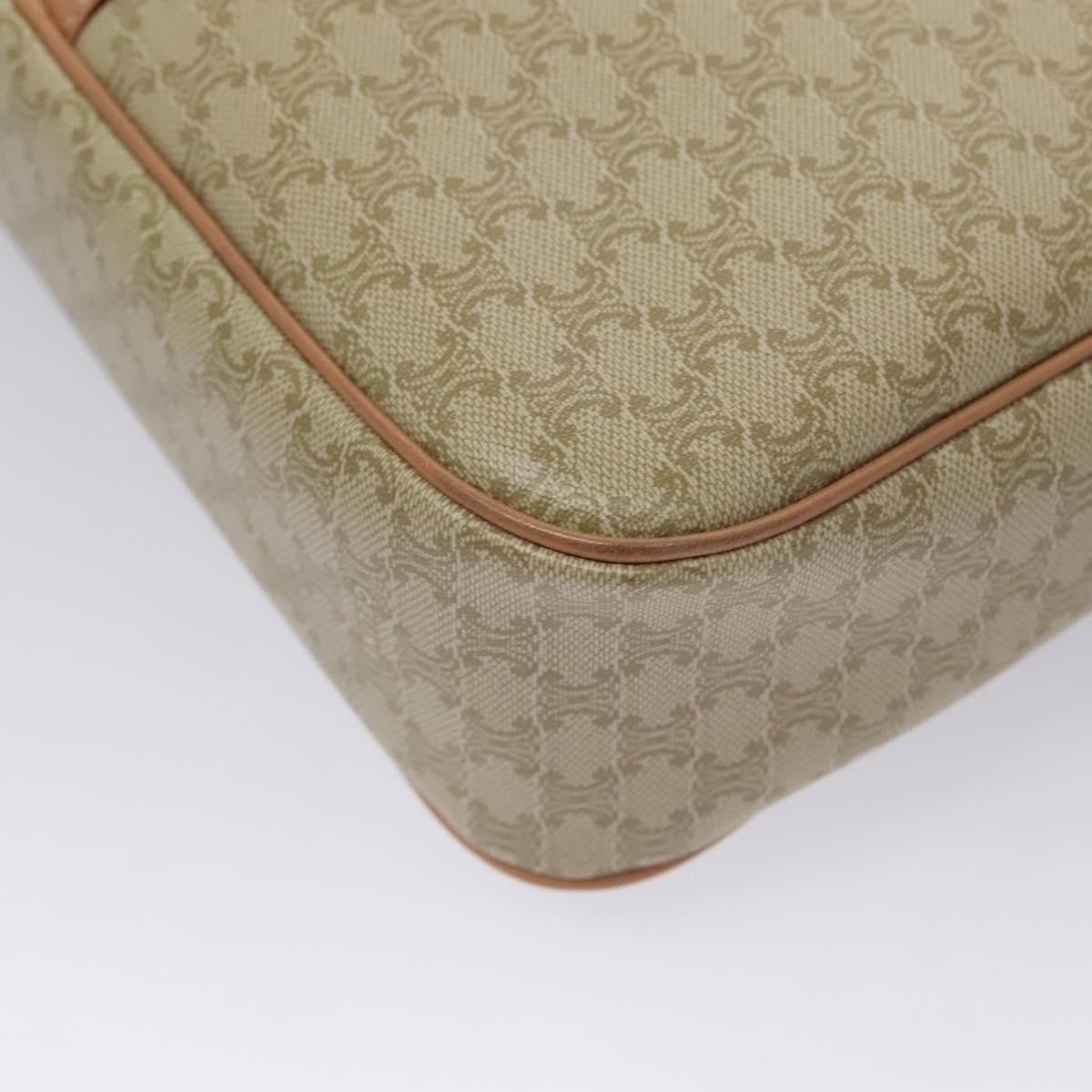 Celine Vintage Macadam Shoulder Bag Canvas and Leather, BEIGE, CANVAS, Shoulder bag