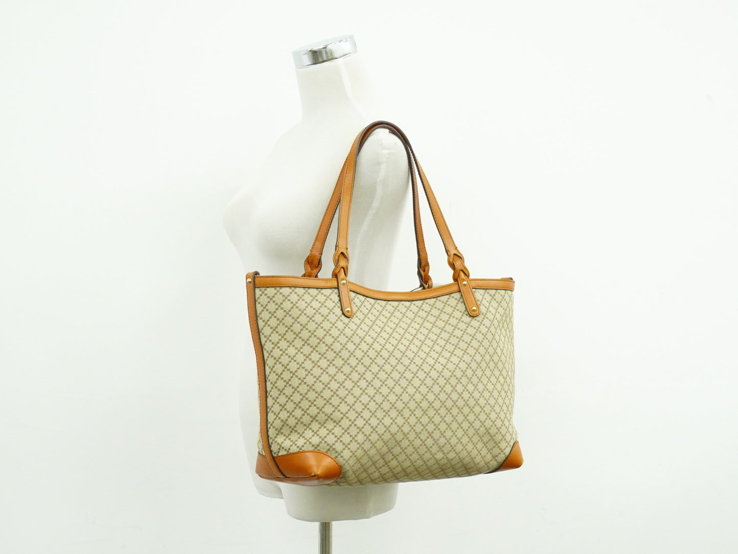 Gucci Craft Tote Diamante Canvas with Leather, BEIGE, CANVAS, Tote bag