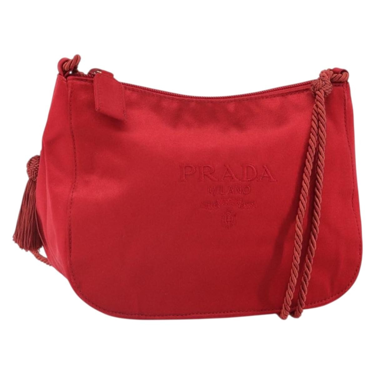 Prada Vintage Shoulder Bag Satin, RED, SILK, Shoulder bag