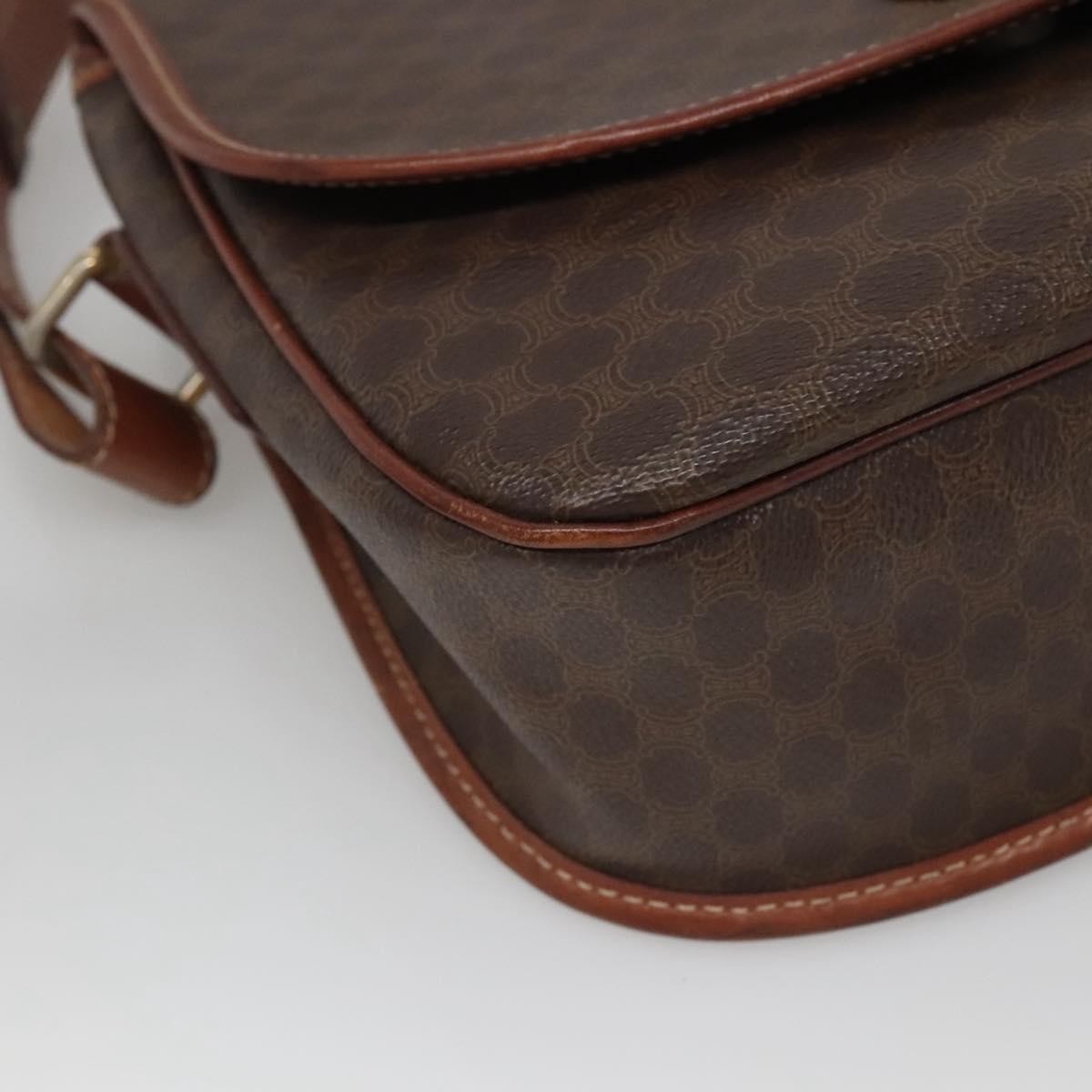Celine Vintage Macadam Shoulder Bag Canvas and Leather, Brown, Canvas, Shoulder Bag