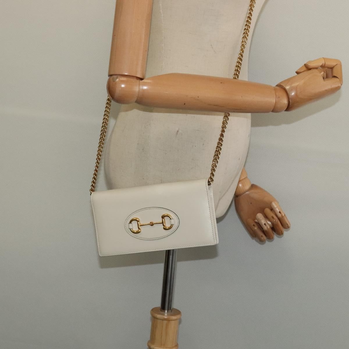 Gucci Horsebit 1955 Chain Wallet Leather, WHITE, LEATHER, Wallets