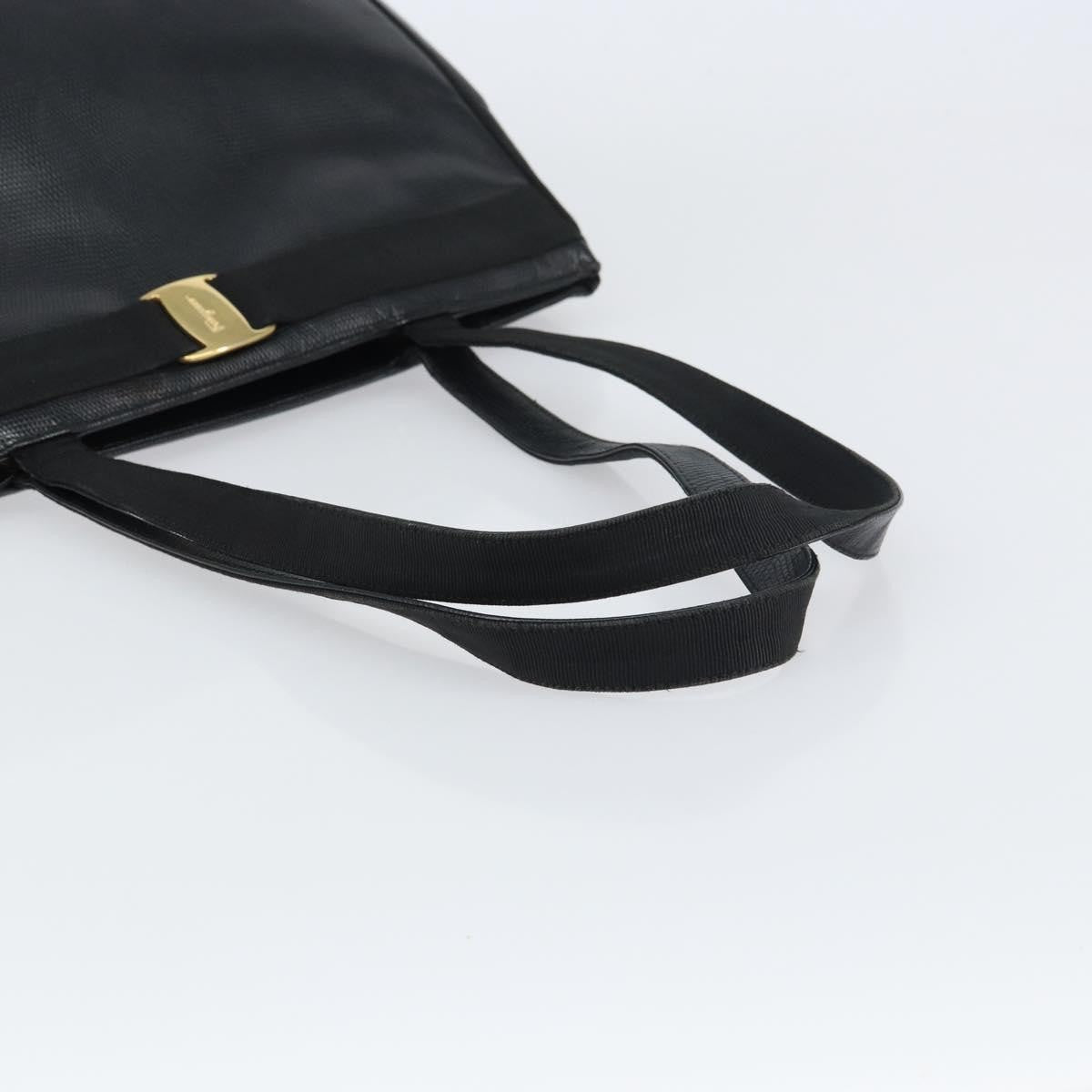 Salvatore Ferragamo Vintage Vara Bow Tote Lizard Embossed Leather, BLACK, LEATHER, Tote bag