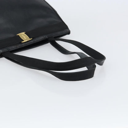 Salvatore Ferragamo Vintage Vara Bow Tote Lizard Embossed Leather, BLACK, LEATHER, Tote bag