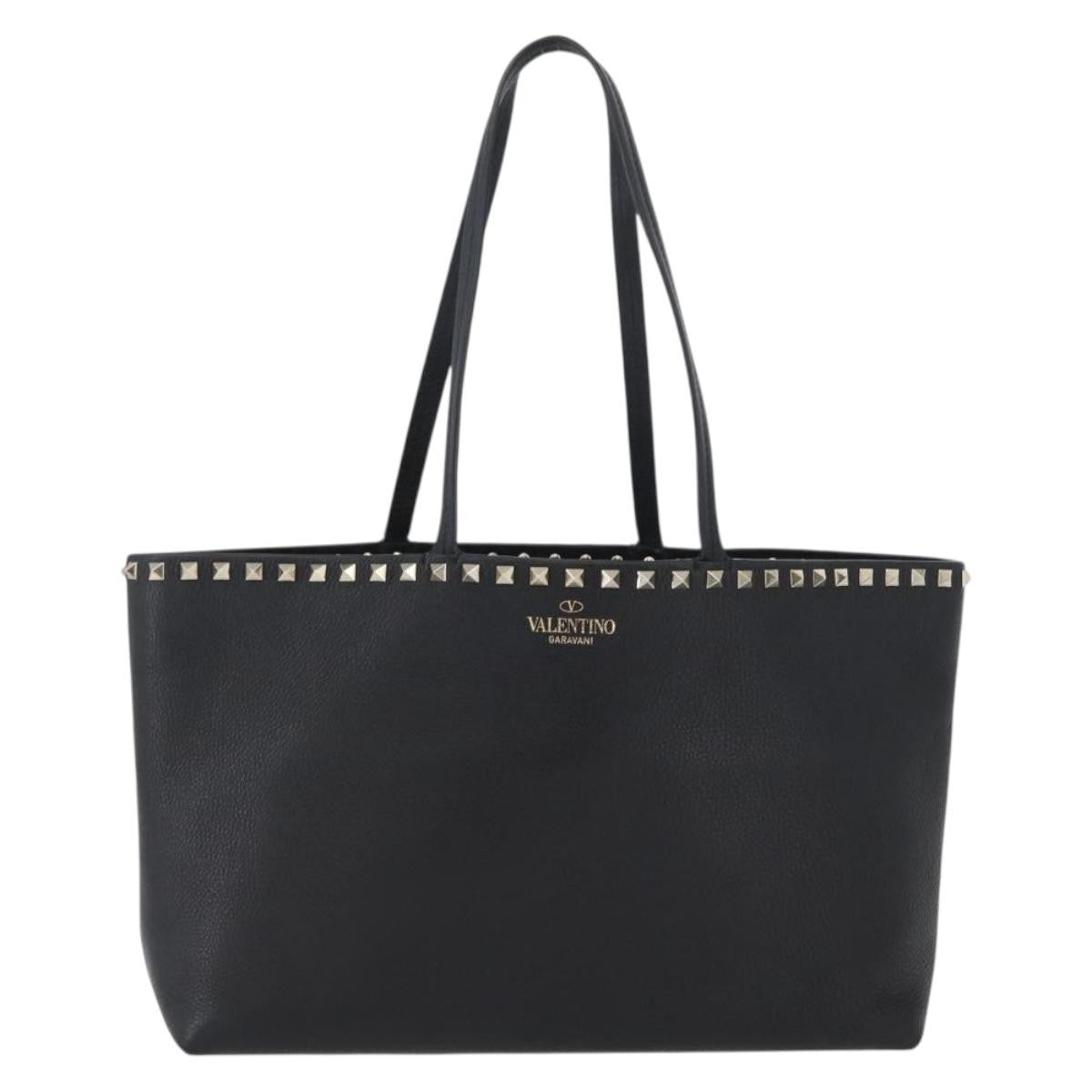 Valentino Garavani Rockstud Shopper Tote Leather, BLACK, LEATHER, Tote bag