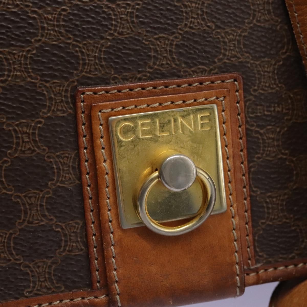 Celine Macadam Shoulder Bag PVC Leather, BROWN, CANVAS, Shoulder bag