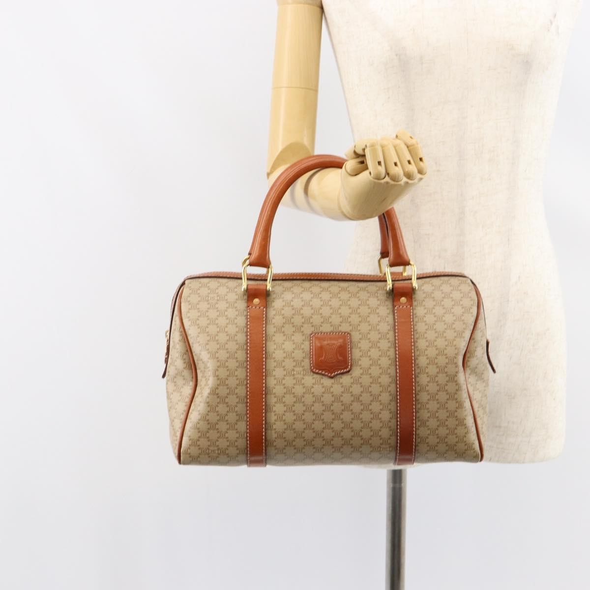 Celine Macadam Handbag Macadam with leather, BEIGE, PVC, Handbag