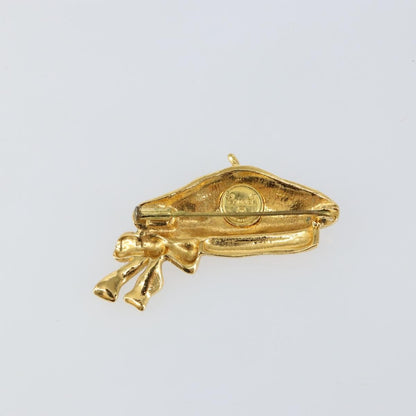 Chanel Beret Hat Brooch Gold Plated, GOLD, METAL, Brooch
