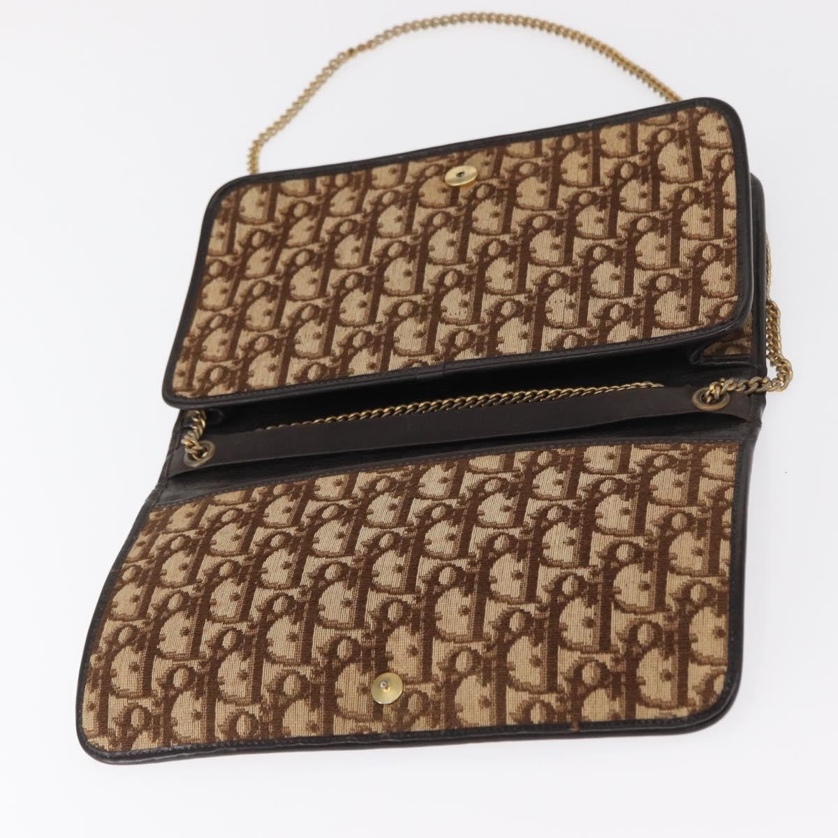 Christian Dior Vintage Trotter Shoulder Bag Canvas, BEIGE, CANVAS, Shoulder bag