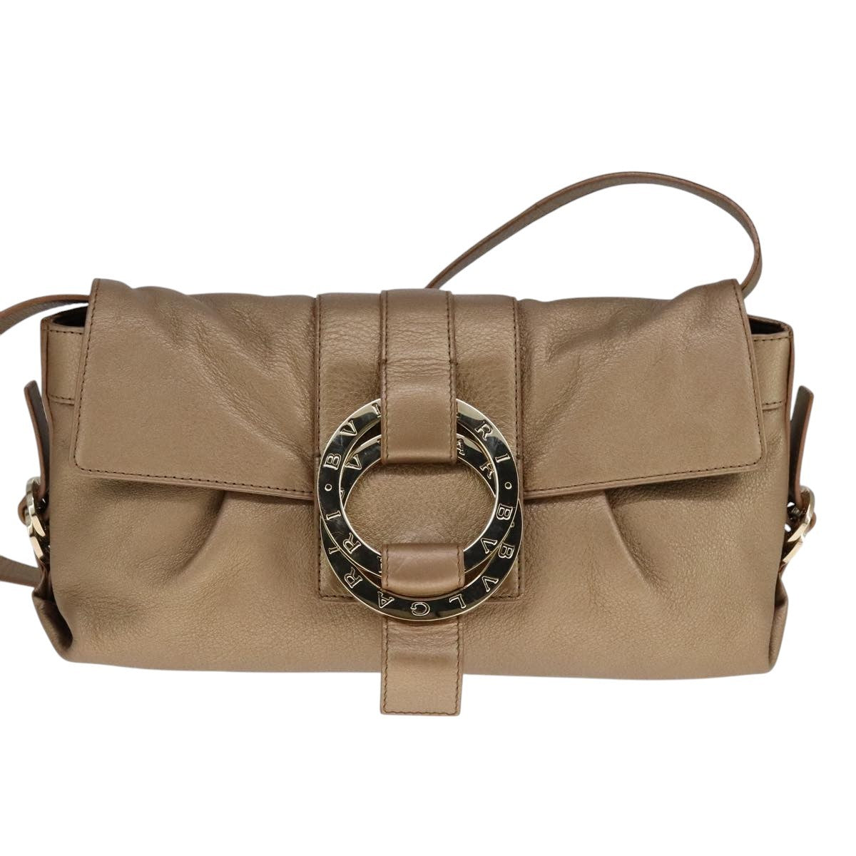 Bvlgari Chandra Flap Shoulder Bag Leather, GOLD, LEATHER, Shoulder bag