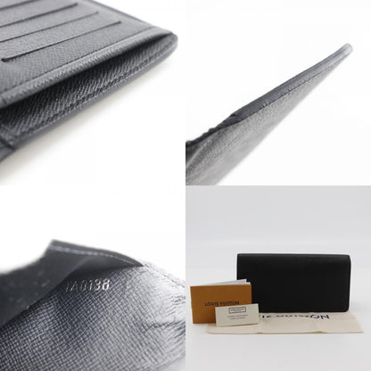 Louis Vuitton Brazza Long Bifold wallet Taiga Leather, BLACK, LEATHER, Wallets