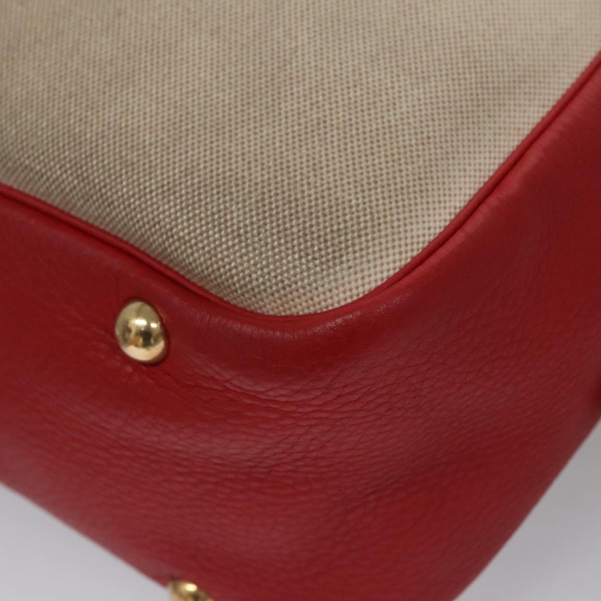 Hermes Victoria Messenger Bag Toile with Leather, BEIGE, CANVAS, Crossbody bag