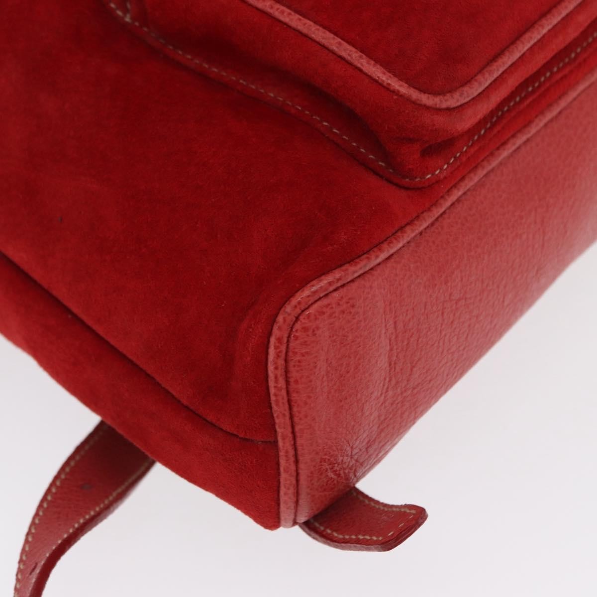 Gucci Vintage Bamboo Backpack Suede, RED, SUEDE, Backpack