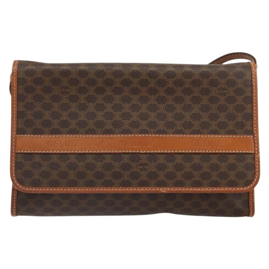 Celine Vintage Macadam Shoulder Bag Canvas and Leather, BROWN, CANVAS, Shoulder bag