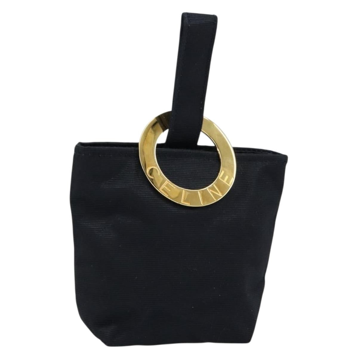 Celine Circle Logo Pouch Nylon, BLACK, NYLON, Clutche & pouche