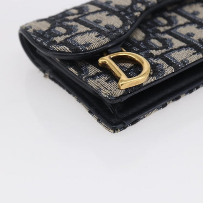 Christian Dior Saddle Card Case Oblique Canvas, NAVY, CANVAS, Card Holders