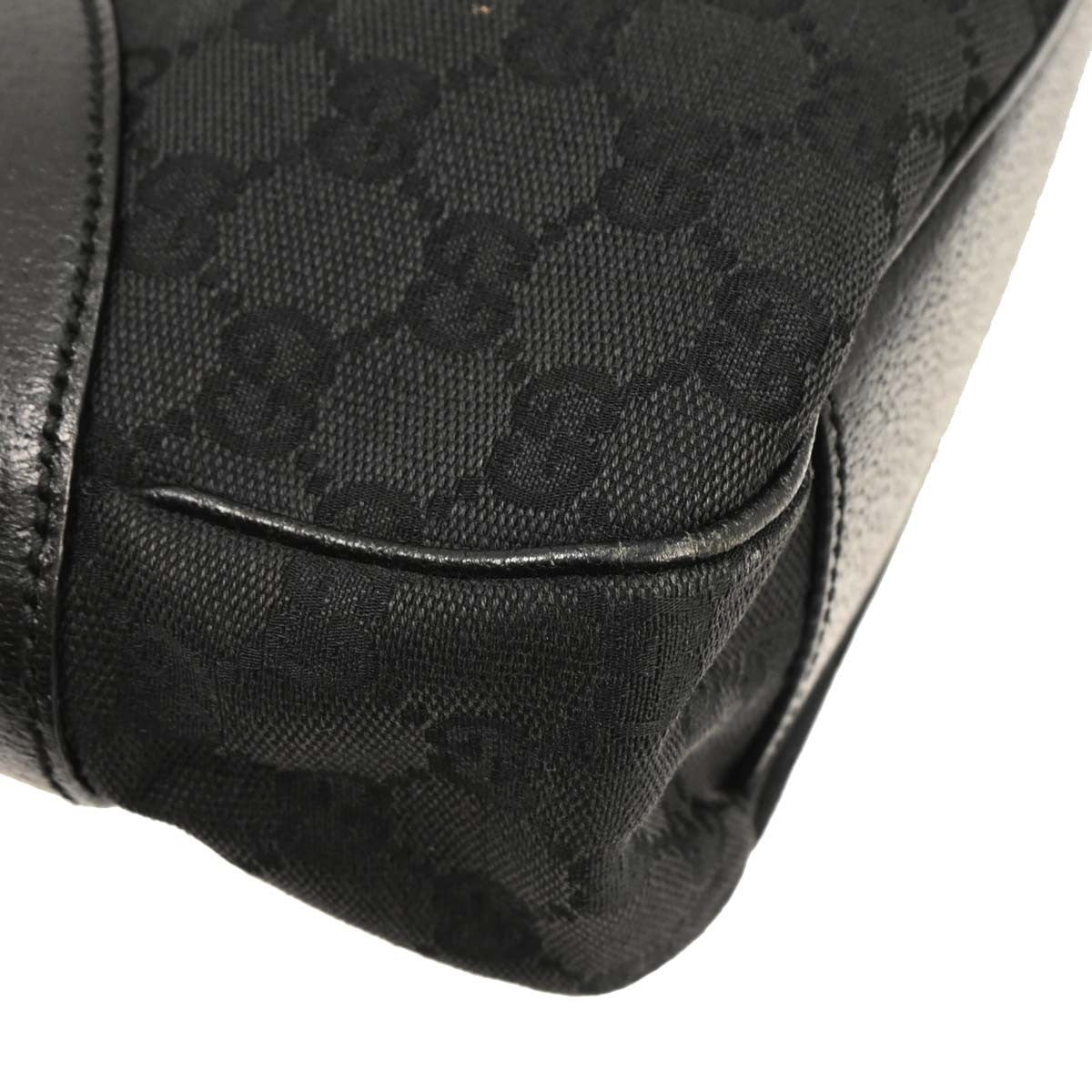 Gucci Vintage Curved Hobo GG Canvas with Leather, BLACK, CANVAS, Shoulder bag
