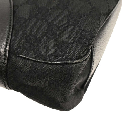 Gucci Vintage Curved Hobo GG Canvas with Leather, BLACK, CANVAS, Shoulder bag