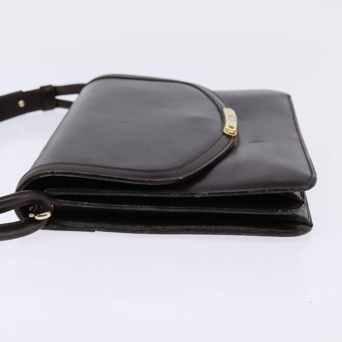 Christian Dior Flap Shoulder Bag Leather, BROWN, LEATHER, Shoulder bag