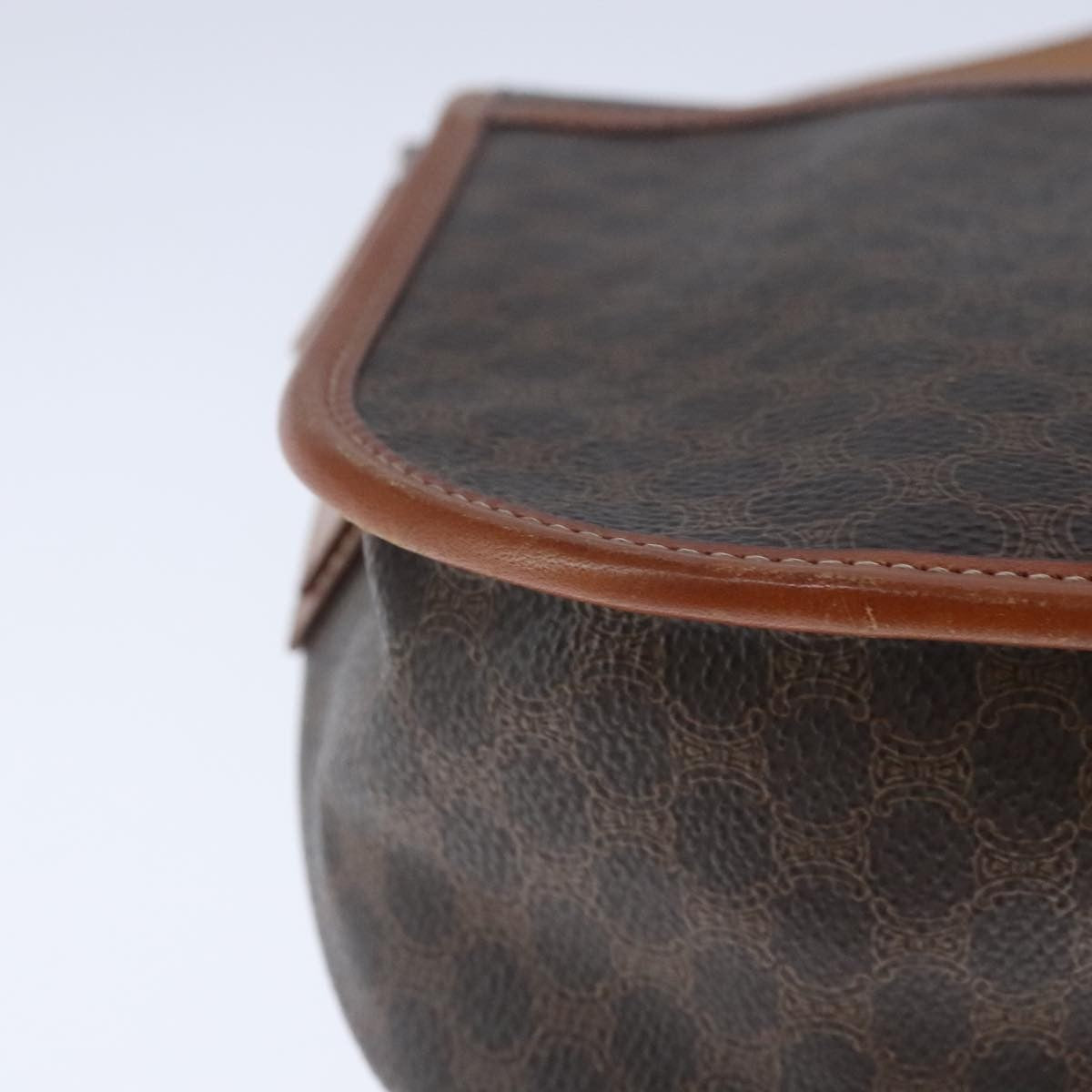 Celine Vintage Macadam Shoulder Bag Canvas and Leather, Brown, Canvas, Shoulder Bag