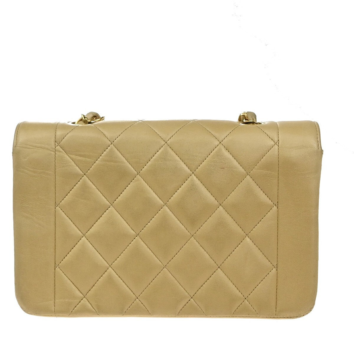 Chanel Vintage Diana Flap Bag Quilted Lambskin, BEIGE, LEATHER, Shoulder bag