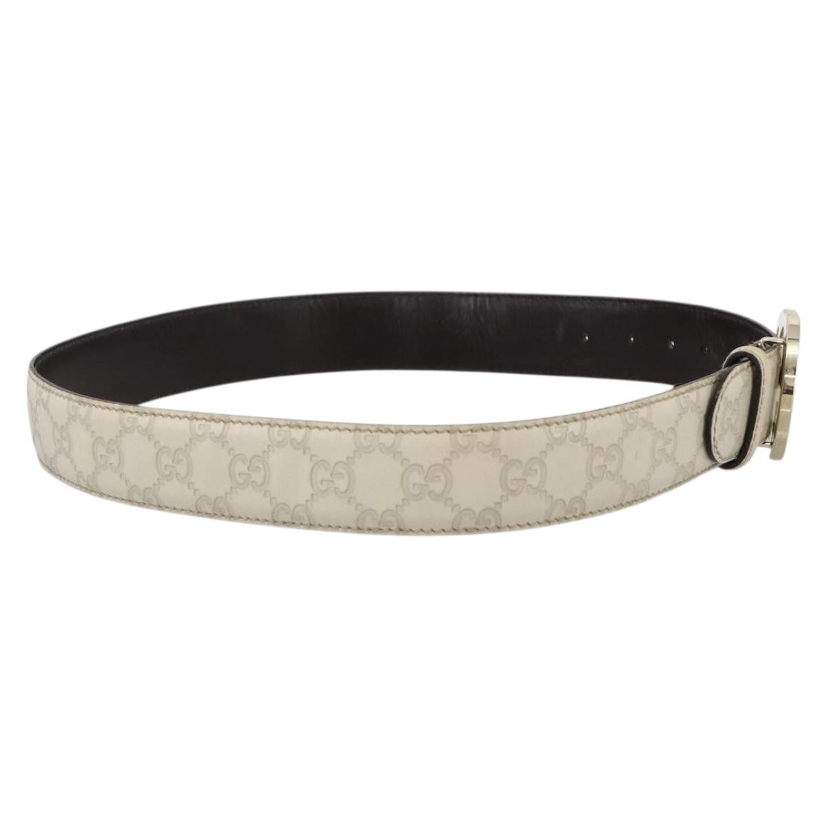 Gucci Vintage Interlocking G Reversible Belt Leather, White, Leather, Belt