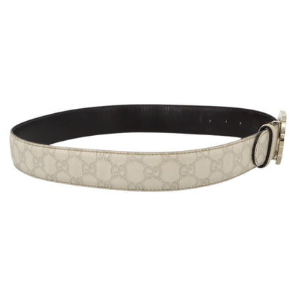 Gucci Vintage Interlocking G Reversible Belt Leather, White, Leather, Belt