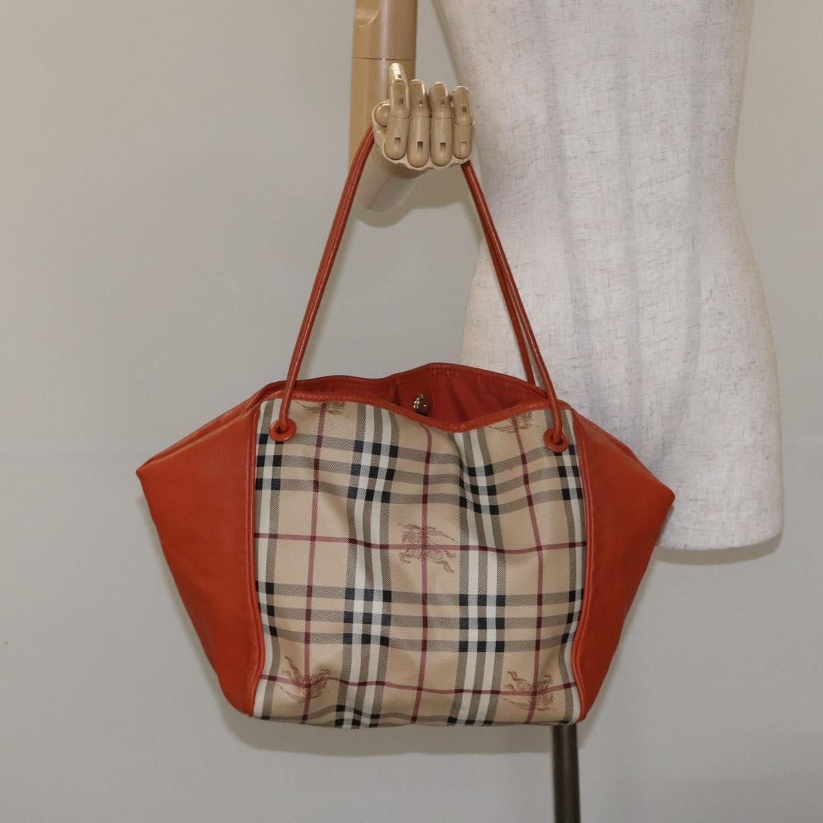 Burberry Canterbury Panels Tote Haymarket Coated Canvas and Leather, BEIGE, PVC, Tote bag