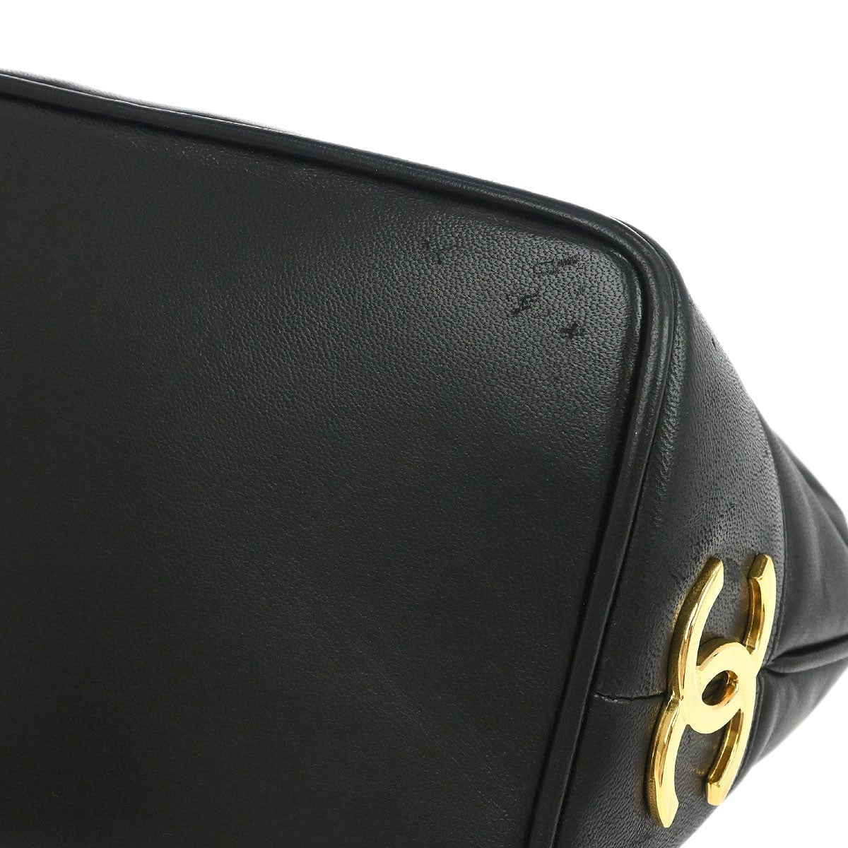 Chanel Vintage CC Bucket Shoulder Bag Leather, BLACK, LEATHER, Shoulder bag