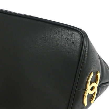 Chanel Vintage CC Bucket Shoulder Bag Leather, BLACK, LEATHER, Shoulder bag