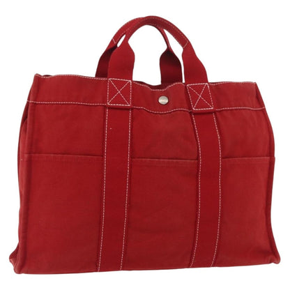 Hermes Fourre Tout Tote Toile, RED, CANVAS, Tote bag