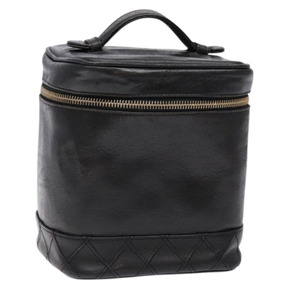 Chanel Vanity pouch Leather, BLACK, LEATHER, Toiletry Case