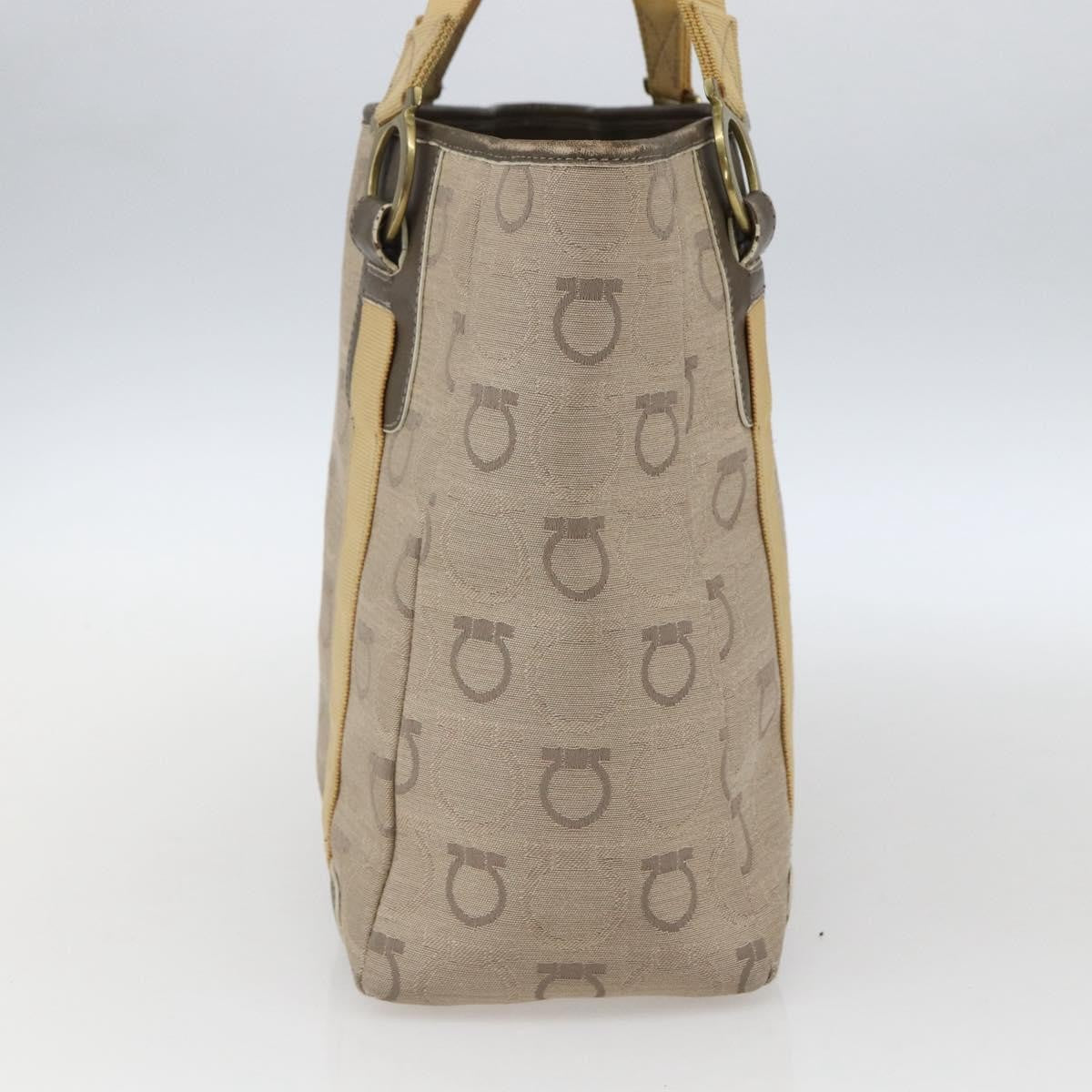 Salvatore Ferragamo Gancini handbag Canvas, BEIGE, CANVAS, Handbag